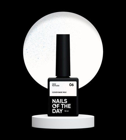 Nailsoftheday Cover base NEW Formula milk 06 &mdash; молочне, напівпрозоре з блакитним шимером, який створює ефект більш холодного відтінку, камуфлююче базове покриття для нігтів, 10 мл 00544 фото