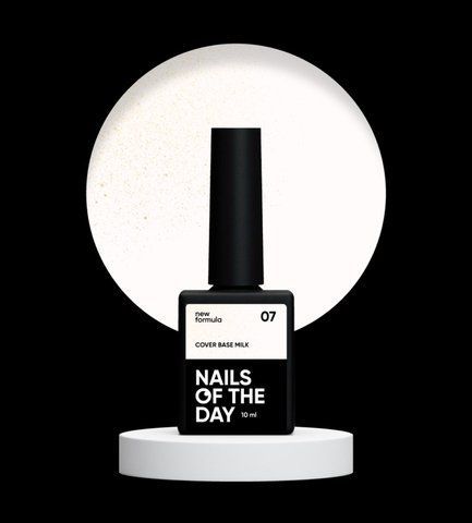 Nailsoftheday Cover base NEW Formula milk 07 &mdash; молочне, напівпрозоре з золотим шимером, який надає теплий золотий перелив, камуфлююче базове покриття для нігтів, 10 мл 00545 фото