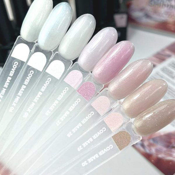 Nailsoftheday Cover base NEW Formula 28 - полупрозрачное пудро-розовое с серебряным шимером, камуфлирующее базовое покрытие для ногтей, 10 мл 00548 фото