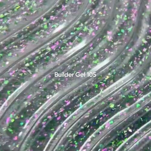 NAILSOFTHEDAY Builder gel 105 &mdash; прозрачный гель с хлопьями юки для наращивания ногтей, 15 мл 01737 фото