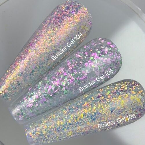 NAILSOFTHEDAY Builder gel 105 &mdash; прозрачный гель с хлопьями юки для наращивания ногтей, 15 мл 01737 фото