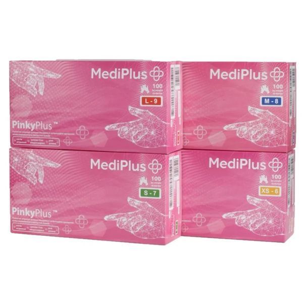 Рукавички нітрилові MediPlus PinkyPlus 3,7 г Рожеві, розмір L, 100 шт 01445 фото