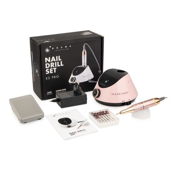 Фрезер для манікюру Bucos Nail Drill X2 PRO, 65 Вт, 35 000 об/хв BLUSH PINK 01314 фото